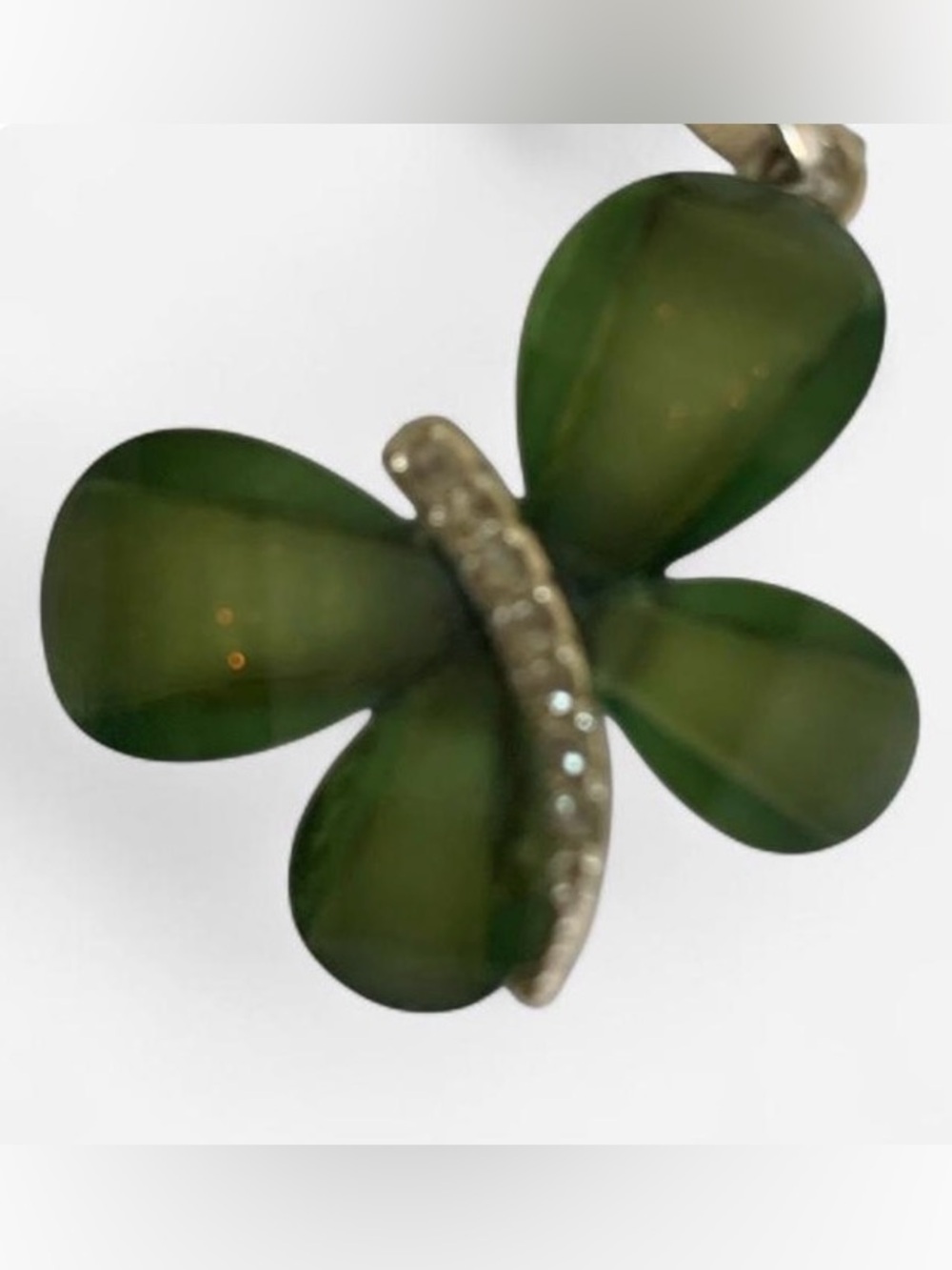 Green Butterfly Pendant Necklace with silver chain - Unbranded costume jewelry